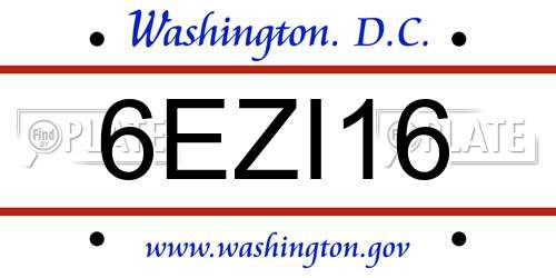 6EZI16 District Of Columbia License Plate