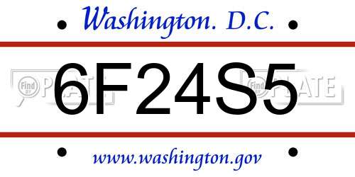 6F24S5 District Of Columbia License Plate