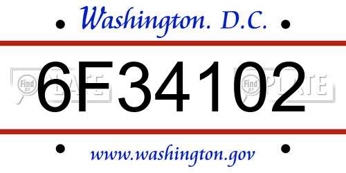 6F34102 District Of Columbia License Plate