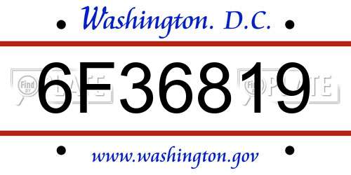 6F36819 District Of Columbia License Plate