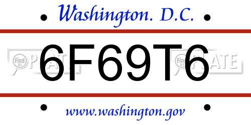 6F69T6 District Of Columbia License Plate