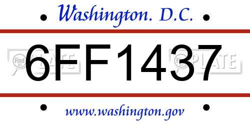 6FF1437 District Of Columbia License Plate