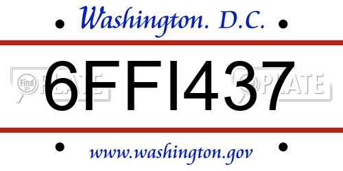 6FFI437 District Of Columbia License Plate