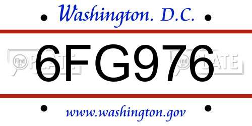 6FG976 District Of Columbia License Plate
