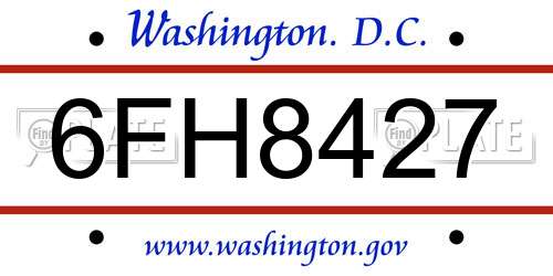 6FH8427 District Of Columbia License Plate