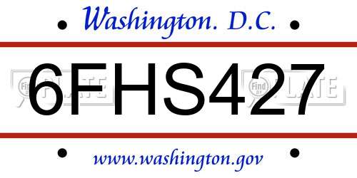 6FHS427 District Of Columbia License Plate