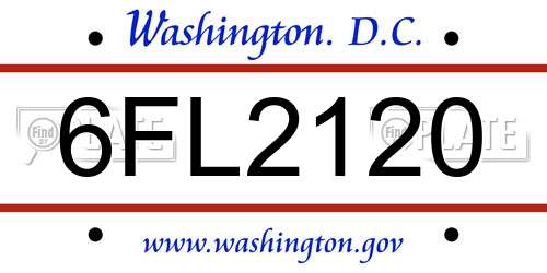 6FL2120 District Of Columbia License Plate