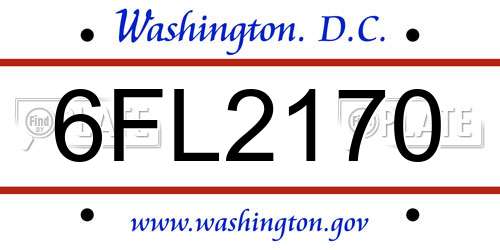 6FL2170 District Of Columbia License Plate