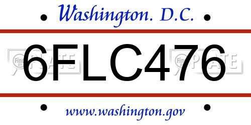 6FLC476 District Of Columbia License Plate