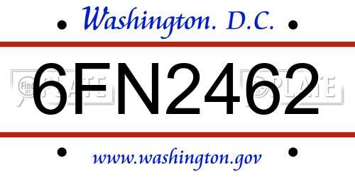 6FN2462 District Of Columbia License Plate