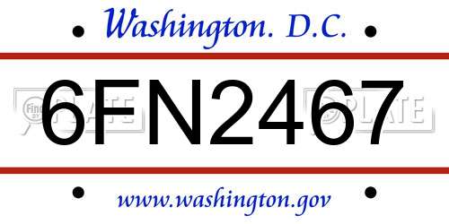 6FN2467 District Of Columbia License Plate