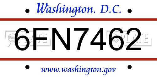 6FN7462 District Of Columbia License Plate