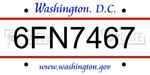 6FN7467 District Of Columbia License Plate