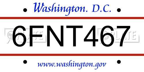 6FNT467 District Of Columbia License Plate