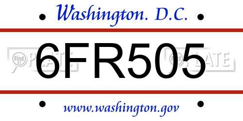 6FR505 District Of Columbia License Plate