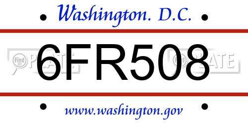 6FR508 District Of Columbia License Plate