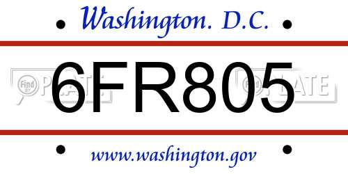 6FR805 District Of Columbia License Plate