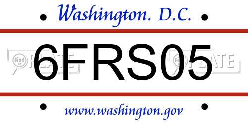 6FRS05 District Of Columbia License Plate