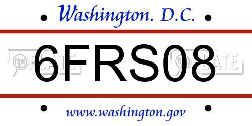 6FRS08 District Of Columbia License Plate