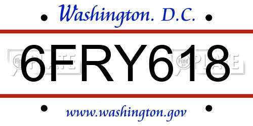 6FRY618 District Of Columbia License Plate