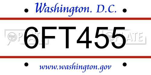 6FT455 District Of Columbia License Plate