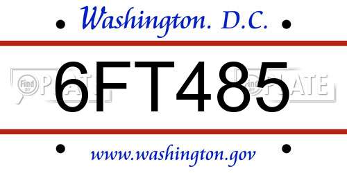 6FT485 District Of Columbia License Plate