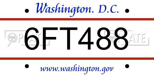 6FT488 District Of Columbia License Plate