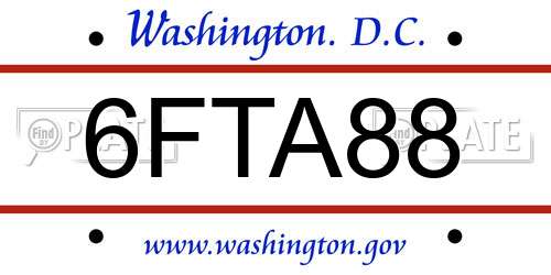 6FTA88 District Of Columbia License Plate