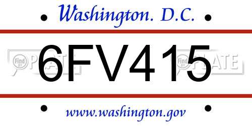 6FV415 District Of Columbia License Plate