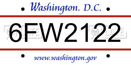 6FW2122 District Of Columbia License Plate