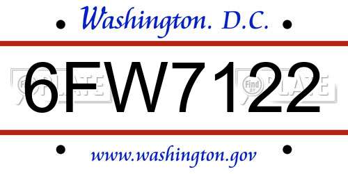 6FW7122 District Of Columbia License Plate
