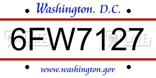 6FW7127 District Of Columbia License Plate