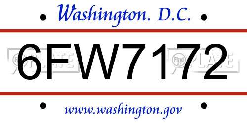 6FW7172 District Of Columbia License Plate