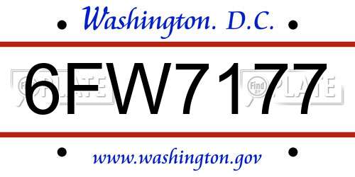 6FW7177 District Of Columbia License Plate