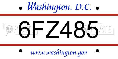 6FZ485 District Of Columbia License Plate