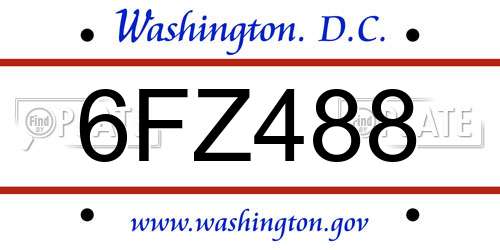 6FZ488 District Of Columbia License Plate