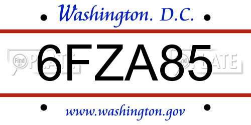 6FZA85 District Of Columbia License Plate