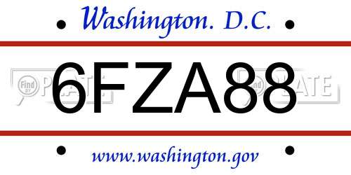 6FZA88 District Of Columbia License Plate