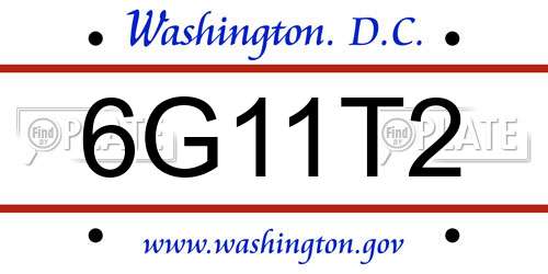 6G11T2 District Of Columbia License Plate