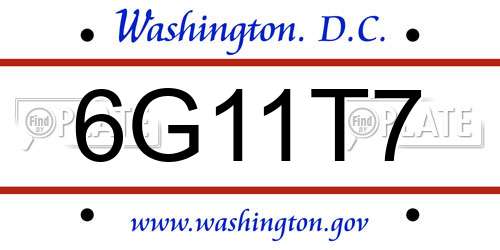 6G11T7 District Of Columbia License Plate