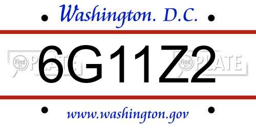6G11Z2 District Of Columbia License Plate