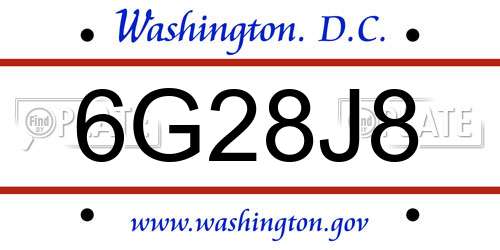 6G28J8 District Of Columbia License Plate