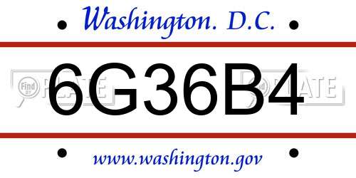 6G36B4 District Of Columbia License Plate
