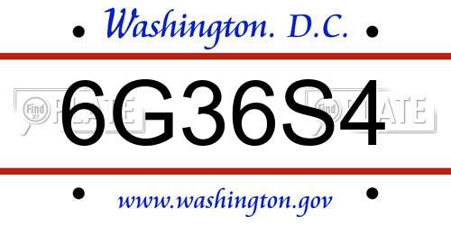 6G36S4 District Of Columbia License Plate