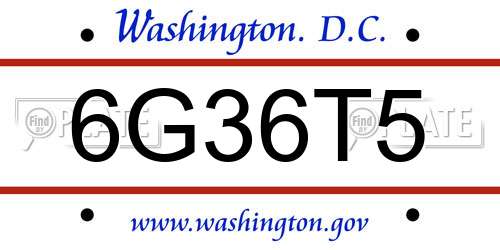 6G36T5 District Of Columbia License Plate