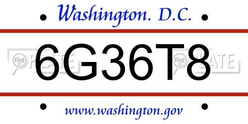 6G36T8 District Of Columbia License Plate