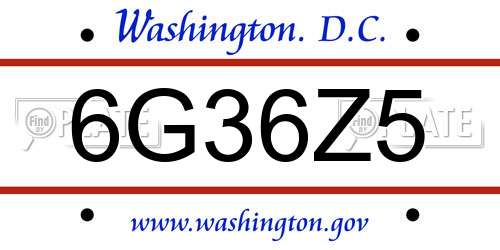 6G36Z5 District Of Columbia License Plate