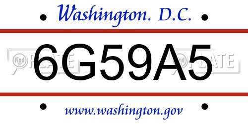 6G59A5 District Of Columbia License Plate