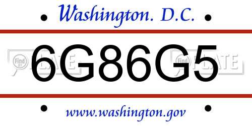 6G86G5 District Of Columbia License Plate