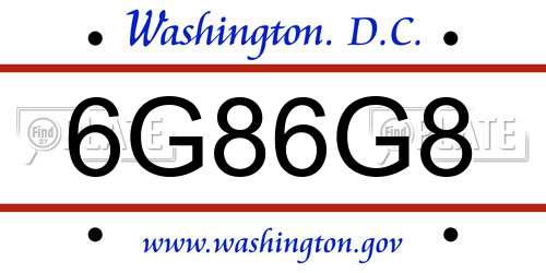 6G86G8 District Of Columbia License Plate